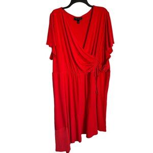 Lane Bryant Dress Sizeb26/28W Orange Asymmetrical Women Stretch Dress